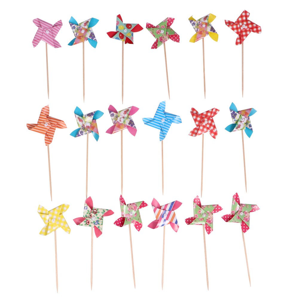 36Pcs Spinning Windmolen Cake Toppers Grappige Cupcake Ornament Picks Cake Decor Dessert Versiering Voor Party Verjaardag (Willekeurige Stijl)