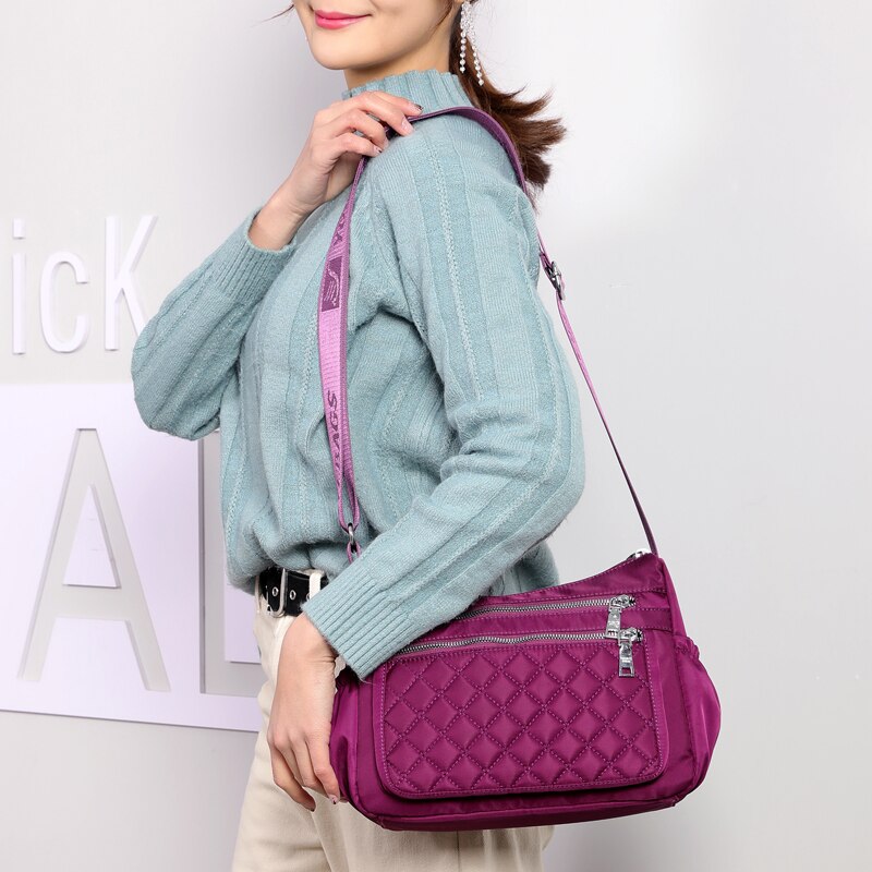 Delle donne di nylon Borse a Spalla Borsa Delle Signore Della Borsa vagabondo Tote di Crossbody Borsa Borsa Multifunzione Multi-strato di superiore-maneggiare Borse A Tracolla