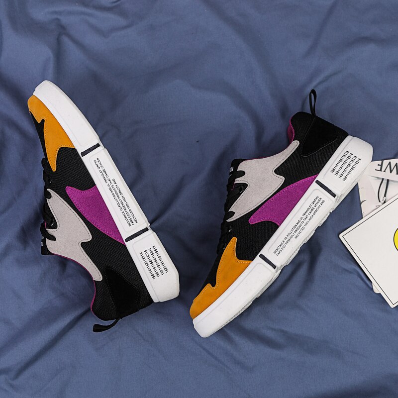 Siergan lente en zomer lage witte skateschoenen heren sportschoenen casual schoenen studenten sportschoenen schoenen: Zwart en geel / 7.5