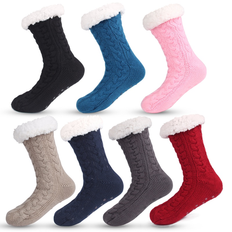 Women Socks Soft Thick Fleece Warm Anti-Slip Slipper Home Bed Floor Socks Winter Warm Soft Warm Socks