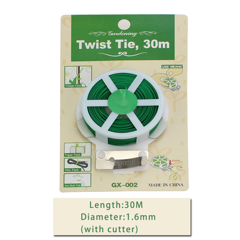 30 M/50 M Plant Twist Tie met Cutter Stevige Groene Gecoate Draad voor Tuinieren Home Office Herbruikbare Draad kabel met Slicer