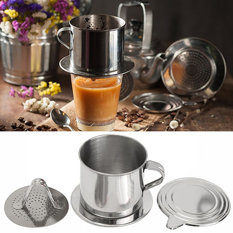 Stainless Steel Vietnamese Coffee Drip Pot Coffee Filter Infuser Office Home Traveling Coffee Maker