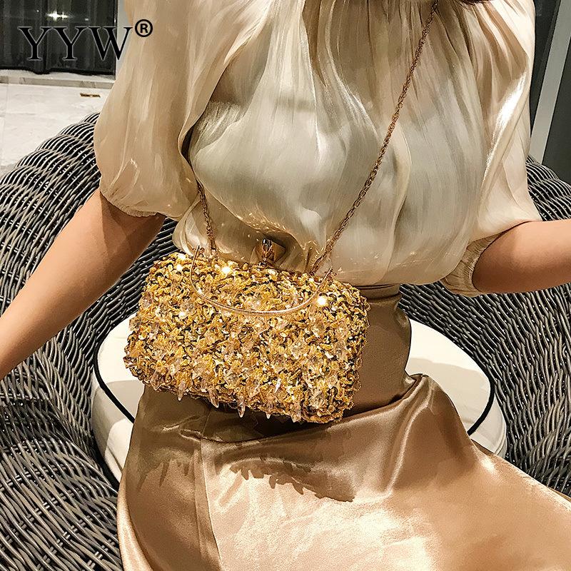 Women Evening Clutch Bag Glitter Wedding Purse Party Handbag Beaded Ladies Sequin Clutches Chain Crossbody Shoulder Bags