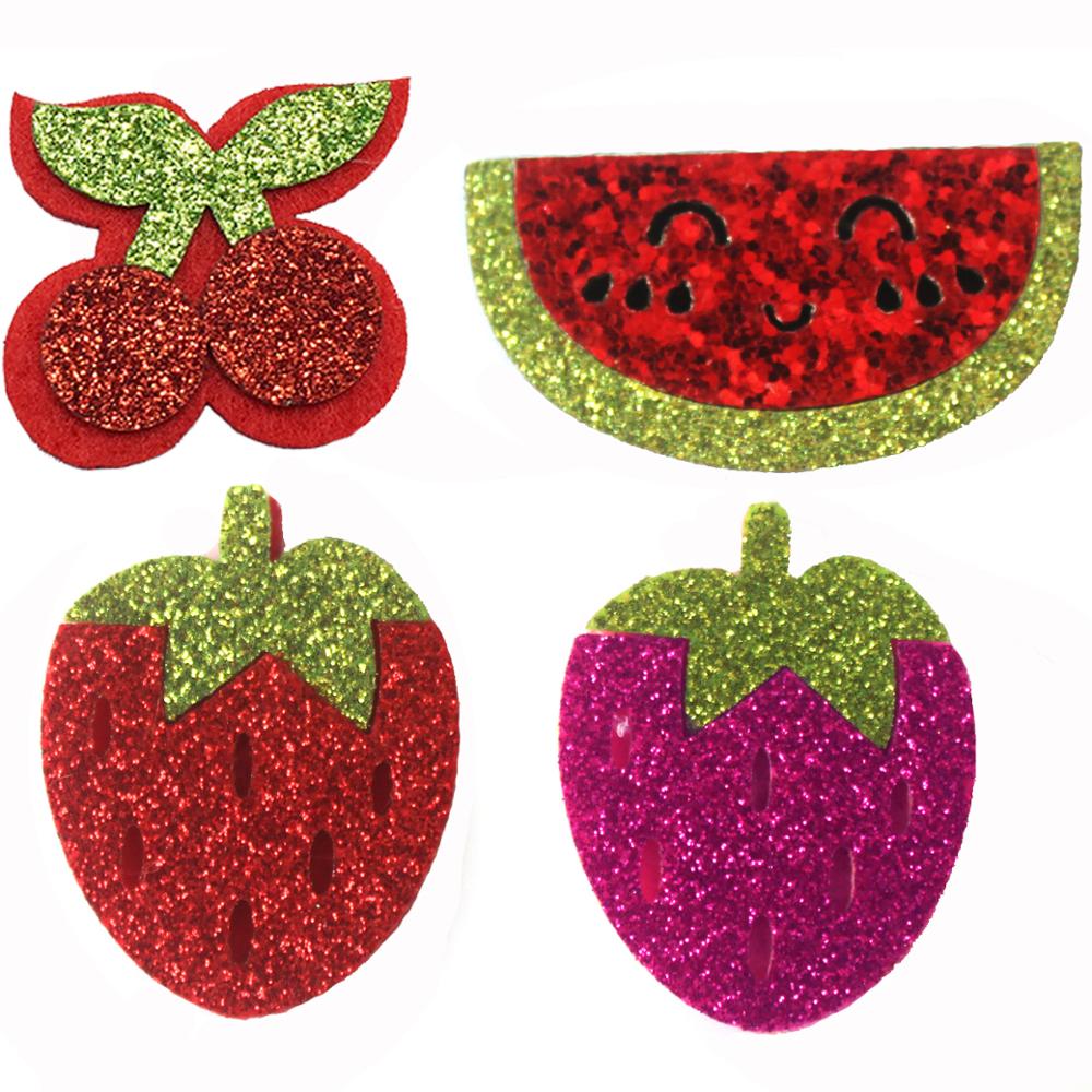 Glitter Watermelon Felt Applique for DIY,strawberry cherryFlat Back Felt Appliques Fruit baby accessories