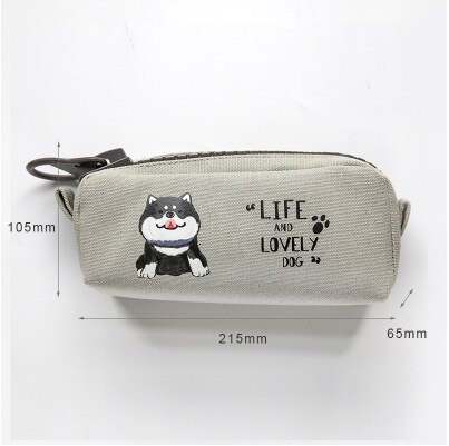 coloré grande capacité porte-crayon Kawaii dessin animé stylo sac boîte mignon toile crayon école papeterie fournitures 050022: Grey