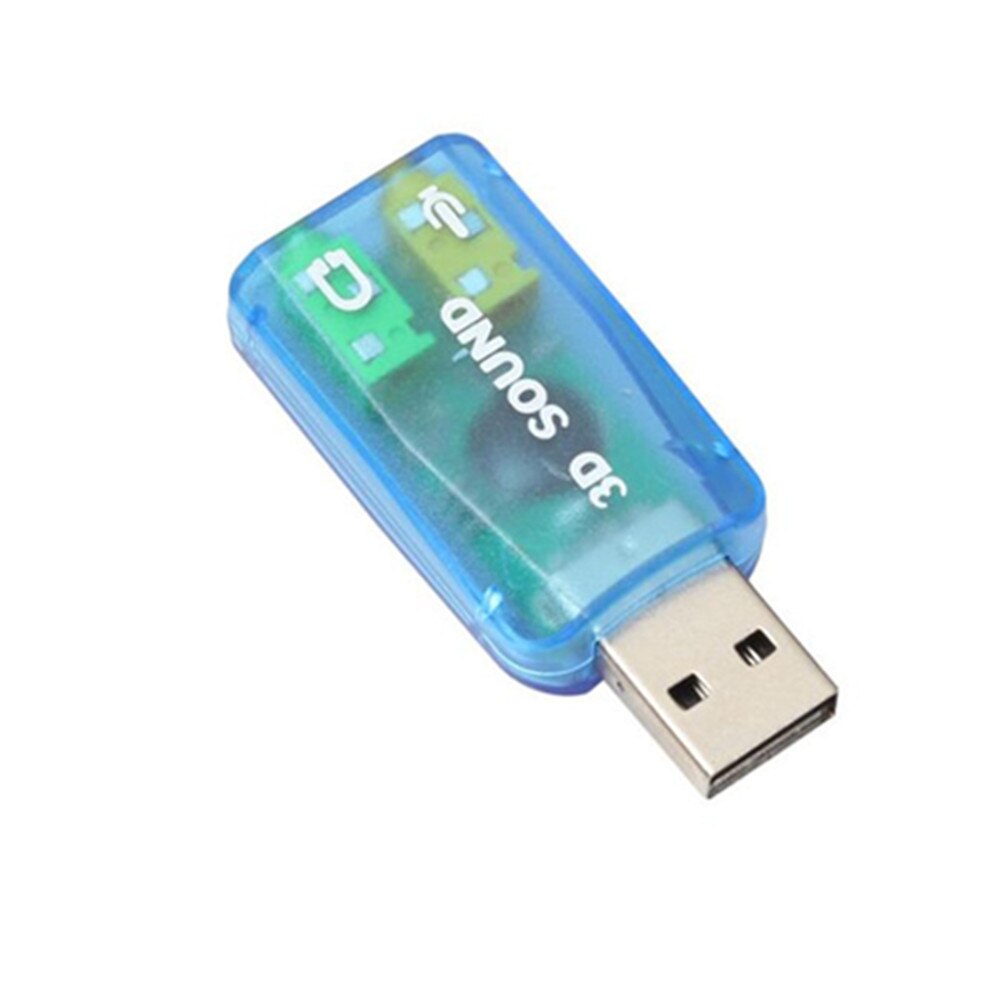 Mini ekstern usb  to 3.5mm mikrofon hovedtelefonstik stereo headset 3d lydkort lydadapter højttaler interface til bærbar computer: Blå