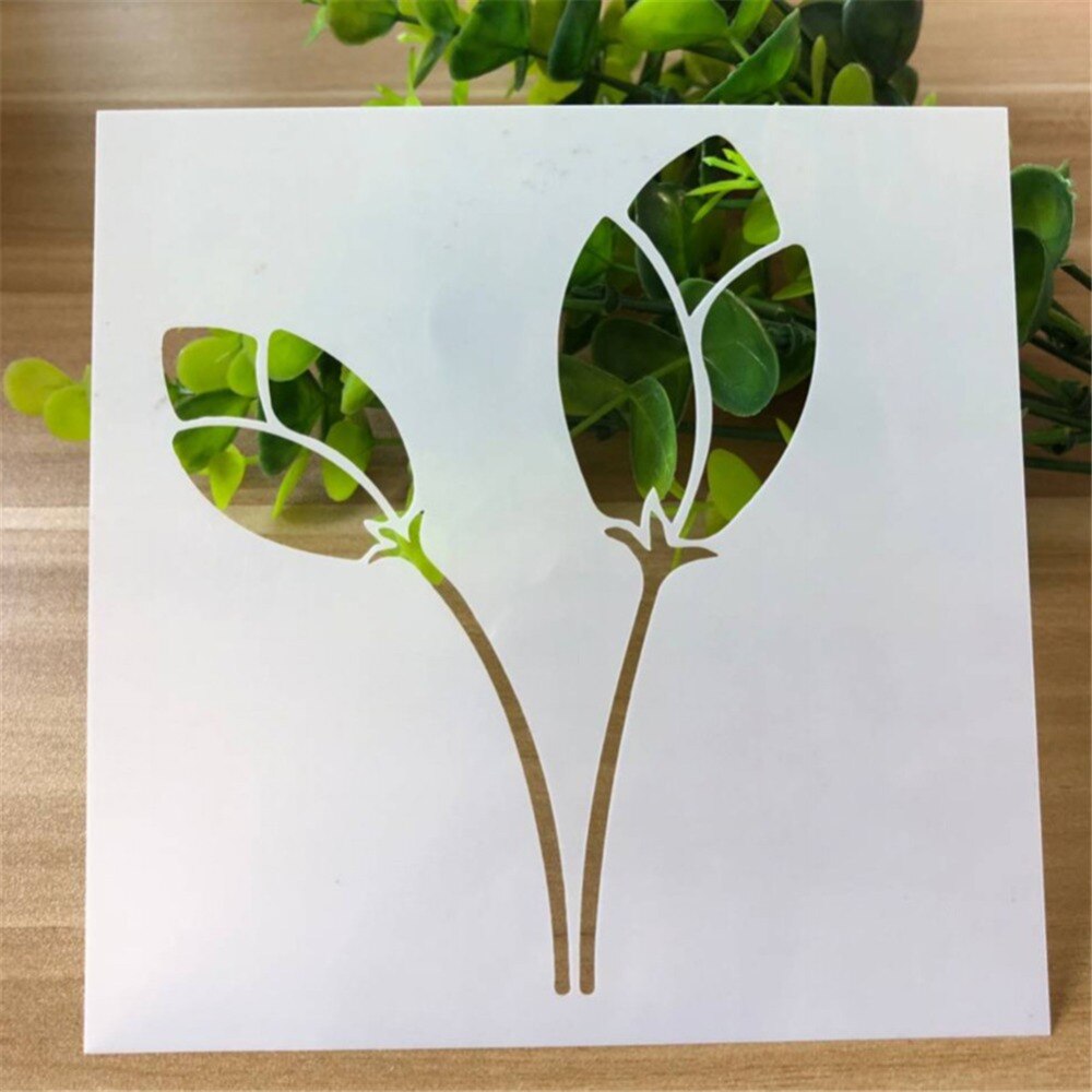 Plantilla de pintura de hojas y flores, álbum de recortes estampado, diario, papel gofrado etiqueta para flor, plantilla hueca: 3