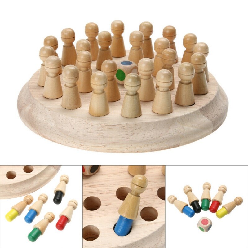 Wooden Memory Matchstick Chess Game Kids Educational Toys Brain Training