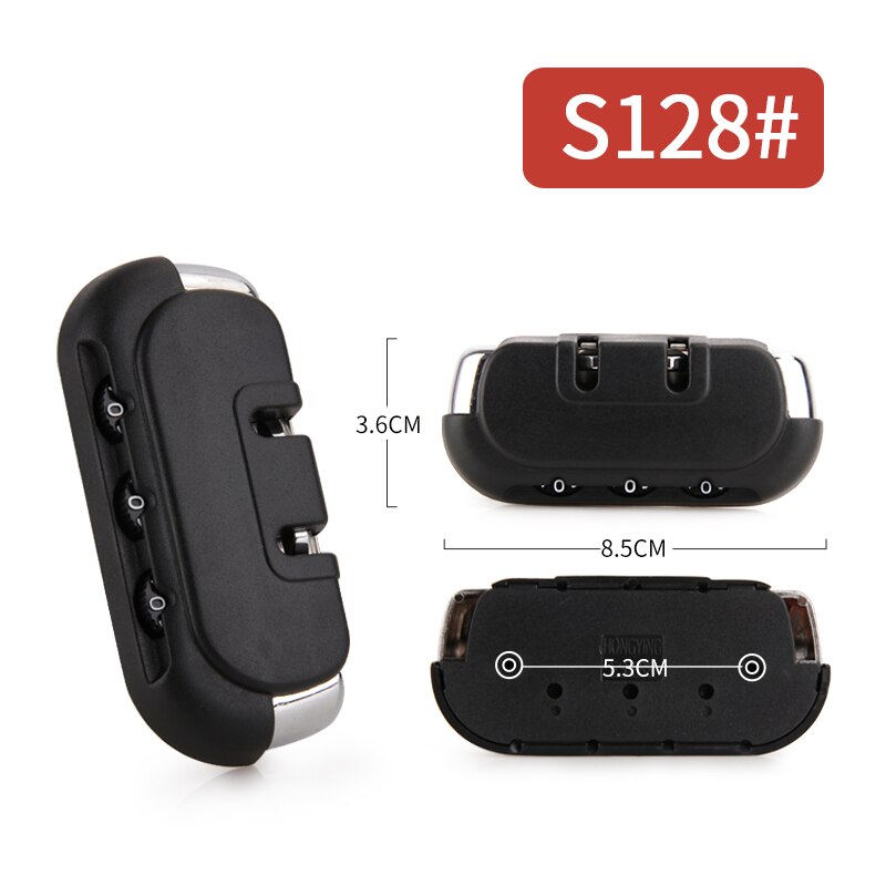3 Digit Combination Padlock Accessories for Bags Lock Luggage Suitcase Travel Bag Code Lock Black Combination Trunk Fixed Lock: S128