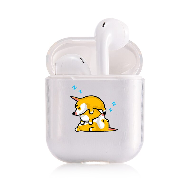 Hard Clear Headphone Case For Apple airpods 1 Case Luxury Pets Corgi Dog Transparent Air Pods Case For Airpods 2 Protective Cove: I201259