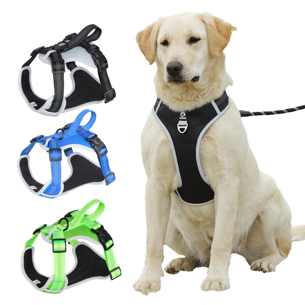 No Pull Breathable Large Dog Harness Reflective Adjustable Pet Dogs Harness Vest for Medium Big Dog Running Training Harnesses