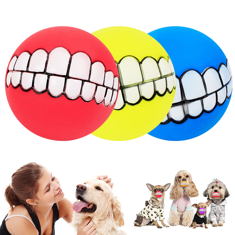 Pet Dog Funny Ball Teeth Chew Toys Dogs Play Fetching Squeak Toys Pet Supplies Dog Chew Toy