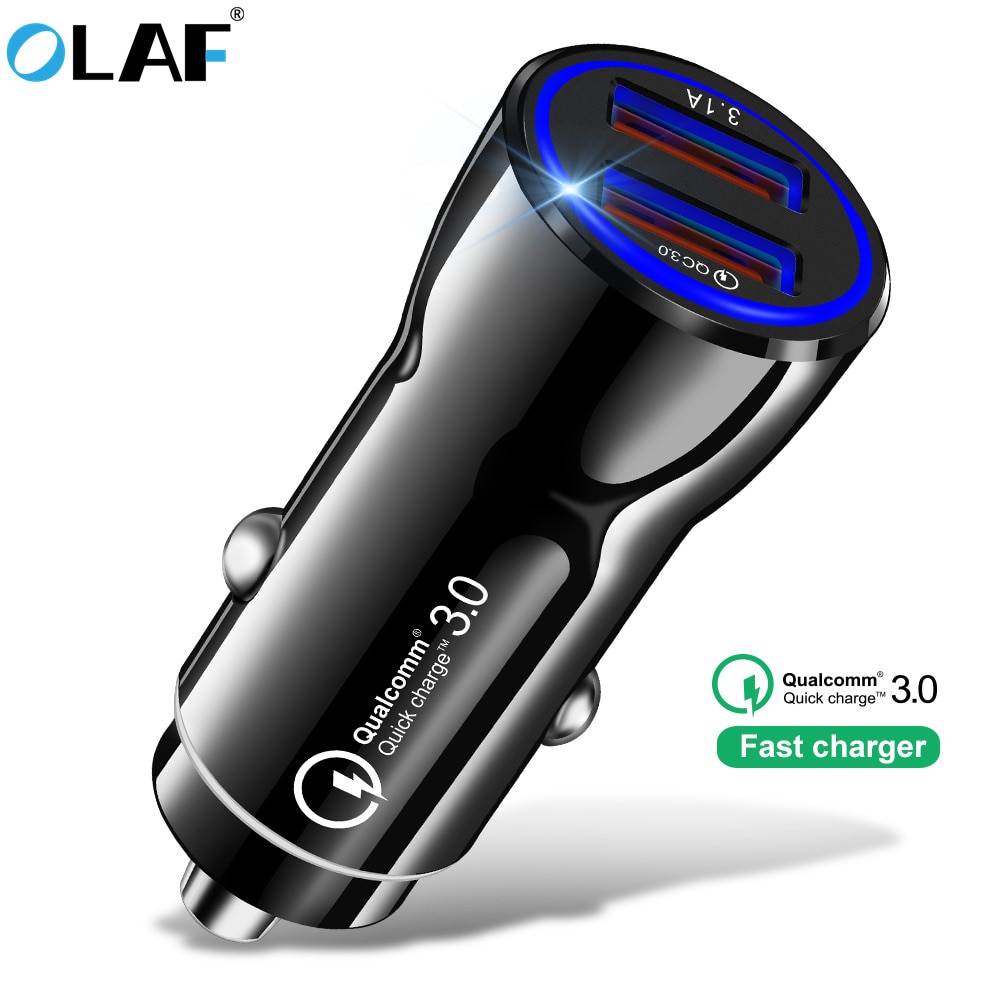 Olaf Quick Charge 3.0 Usb Car Charger 3.1A Metalen Auto-Oplader Mobiele Telefoon Auto Usb Lader Auto Charge 2 poort Voor Samsung Huawei