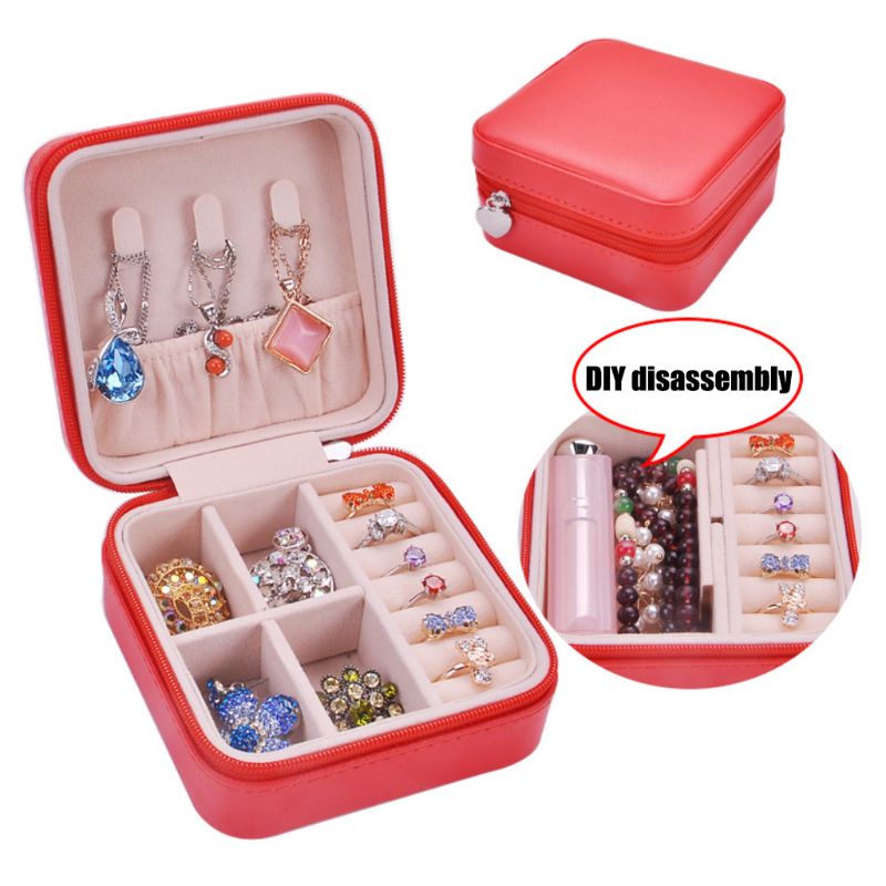 Joyero organizador de almacenamiento portátil con cremallera Portable para mujer: 2SS201814-R