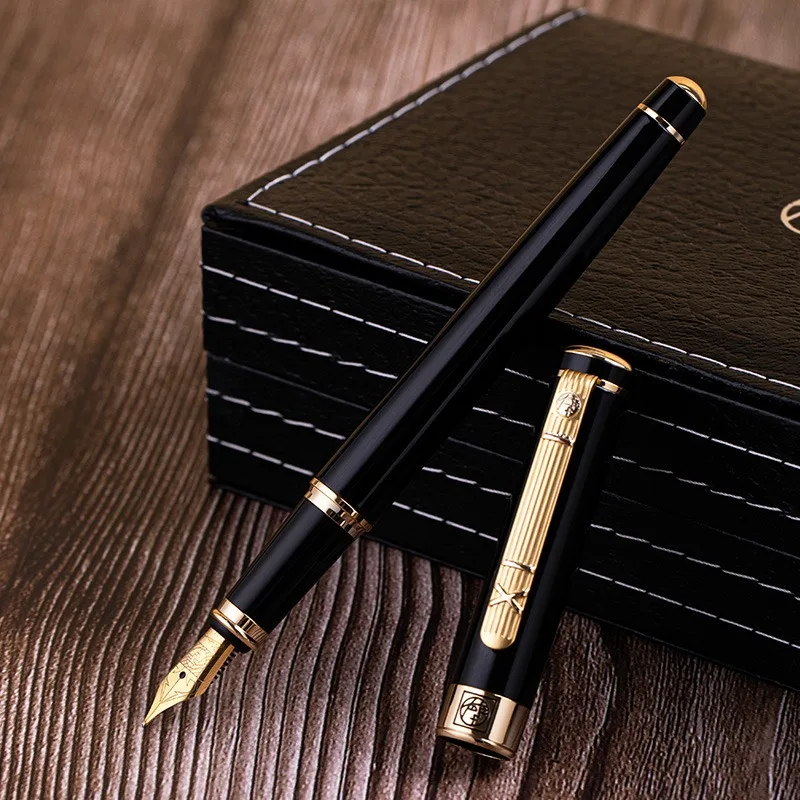 PIMIO 902 Gentleman Collection Metal Fountain Pen 0.5mm Ink Writing Pen Office School Supplies Stationery pk JINHAO: WHITE / OBB