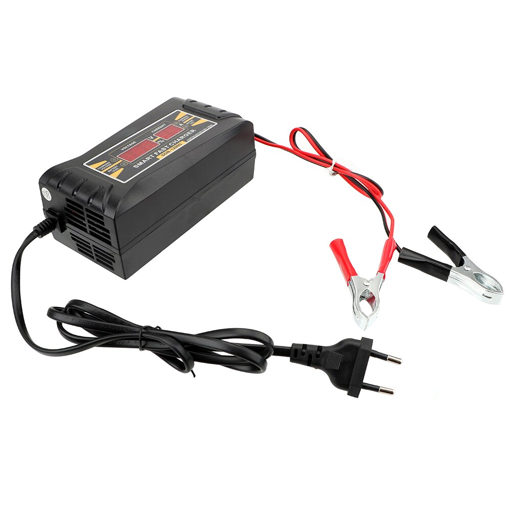LEEPEE 150V-250V Lead Acid Battery-chargers LCD Display US EU Plug 12V 6A Smart Fast Power Charging Suitable for Car Motorcycle: EU