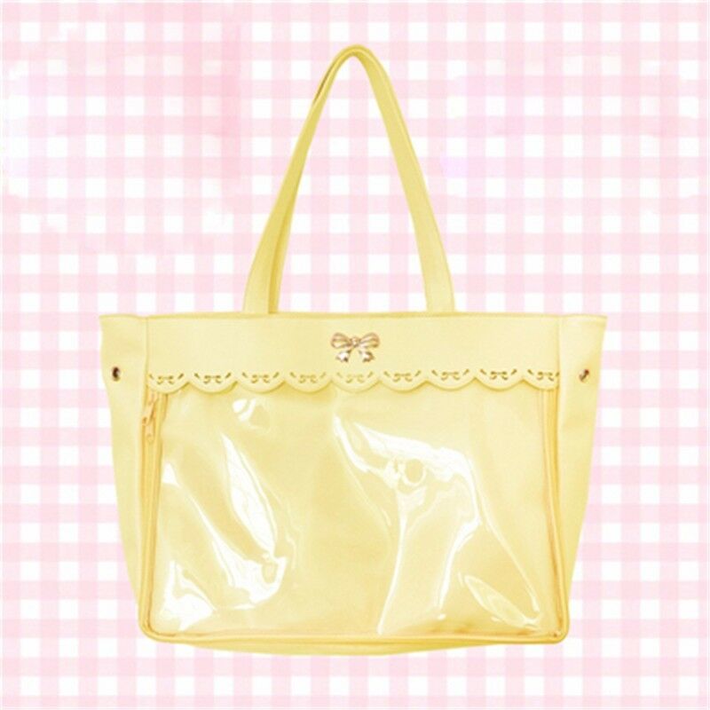 Femmes Transparent clair sacs à main Lolita dentelle Bow sac à bandoulière sac Cosplay offre spéciale couleur unie décontracté tout-Match: Yellow