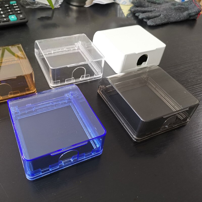 Caja impermeable con interruptor autoadhesivo para timbre, Panel de cubierta protectora, fácil instalación, enchufe de pared sin perforaciones, caja transparente