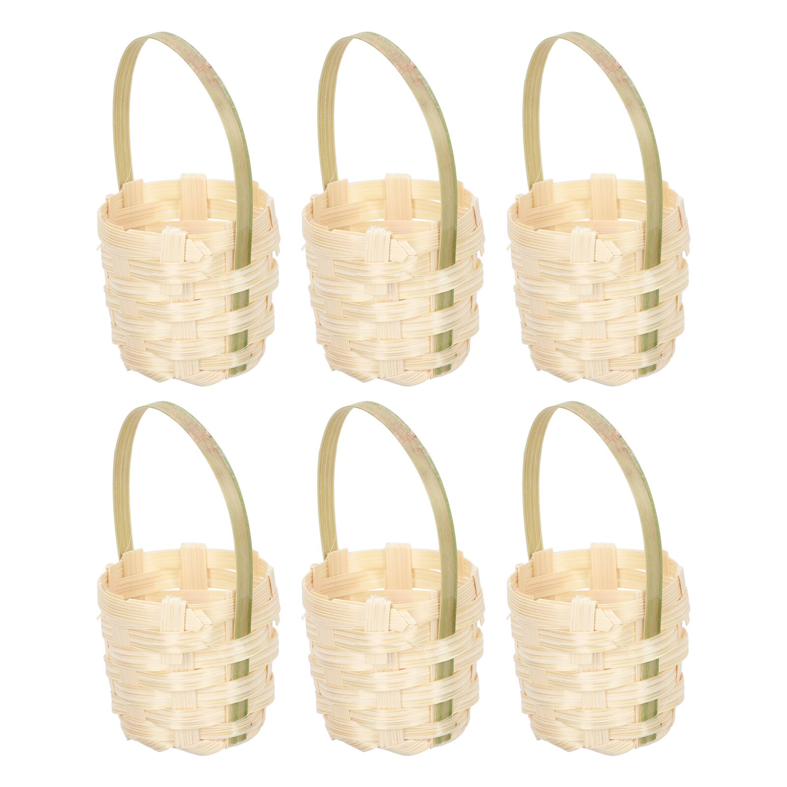 6pcs Hand-woven Small Bamboo Baskets Simple Style Easter Egg Storage Basket