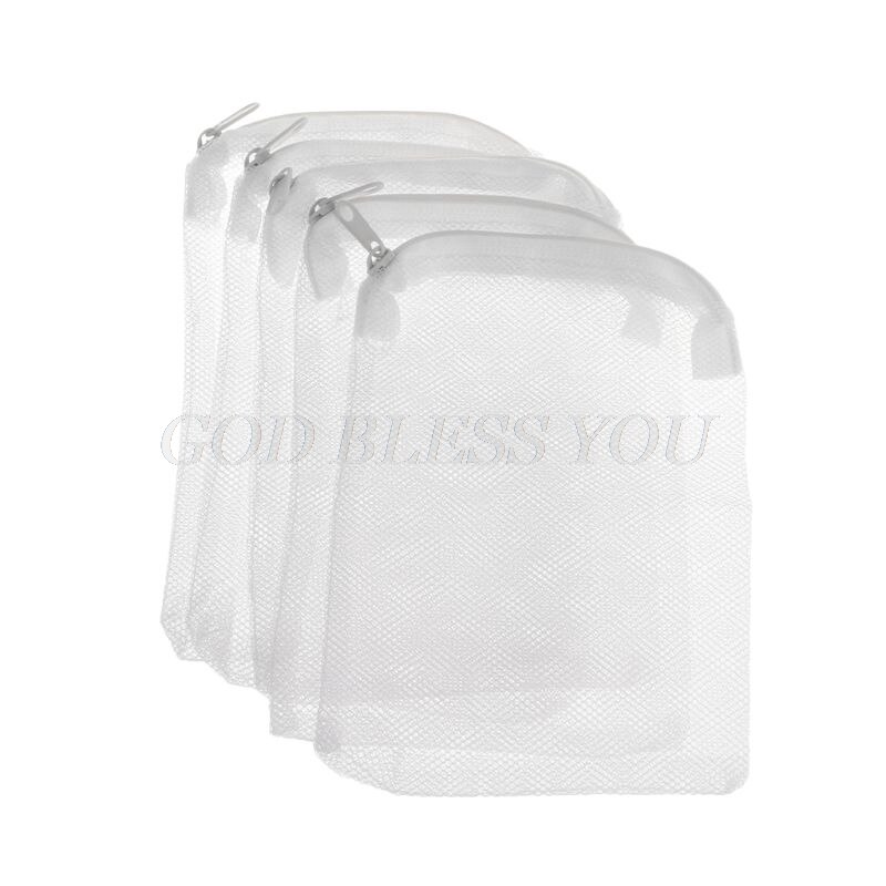 5 Stks/set Aquarium Filter Zak Aquarium Mesh Bag Zipper Net Vijver Voor Bio Bal Actieve Carbon Isolatie Opslag 5 maten: 2