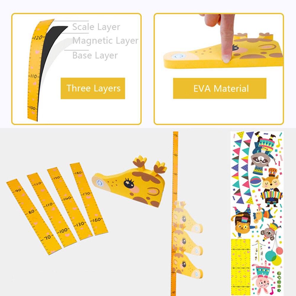 Cute Giraffe Child Kid Height Growth Chart Wall Sticker Room Decor Decal Bedroom