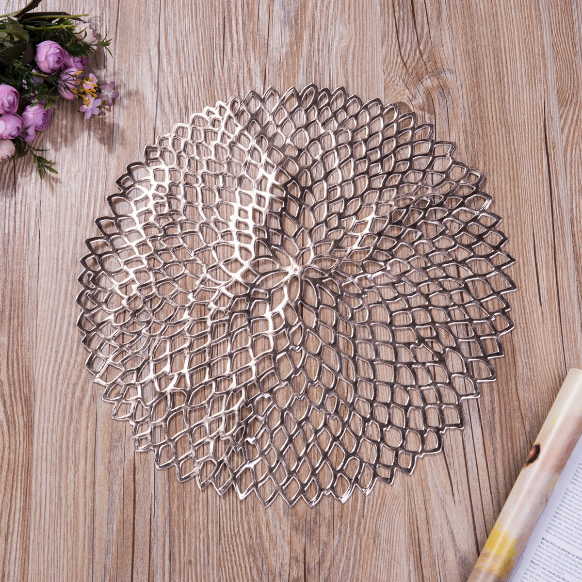 Rund glasunderlägg plastkuddar isoleringsbord bordstablett halkfria mattor western bordsmatta pvc plast 39cm diameter: E
