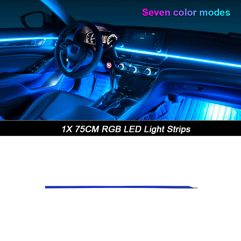 Luz ambiental para coche 18 en 1, tiras acrílicas de 64 colores, 110cm, 90cm, 75cm, 35cm, 20cm, colores completos, RGB, Interior del coche, Control por aplicación Bluetooth: Rojo