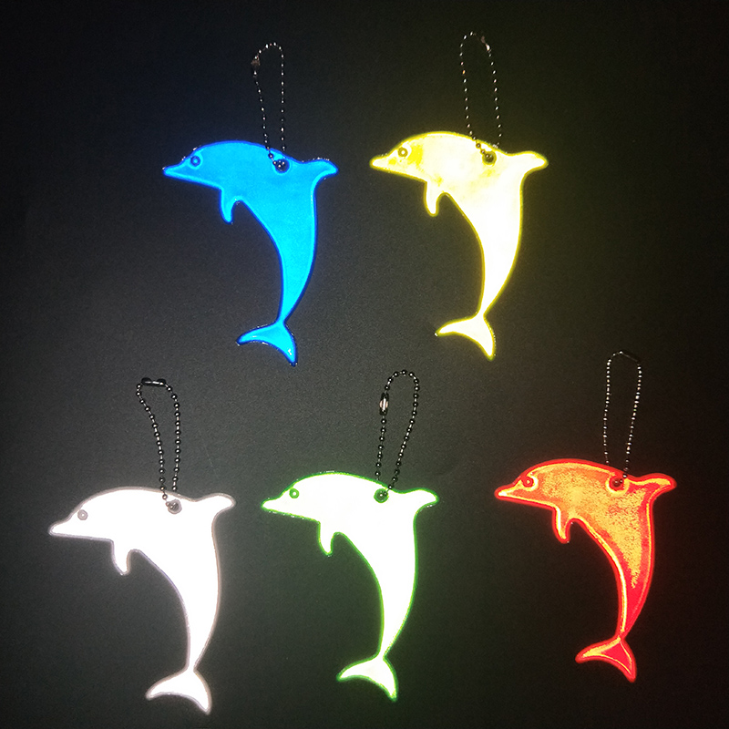 Dolfijn Zachte Pvc Reflecterende Sleutelhangers Auto Sleutelhangers Hanger Charm Bag Accessoires Voor Verkeersveiligheid Gebruik