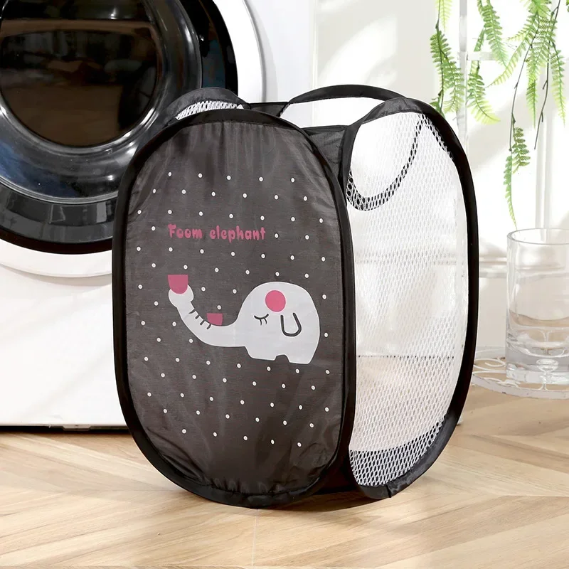 Schmutzige Kleidung, zusammenklappbarer Aufbewahrungskorb, Haushalt, Kinderspielzeug, Aufbewahrungsbox, offenes Netz, Sortierkorb, Cartoon-Farbe, zufälliges Produkt: green