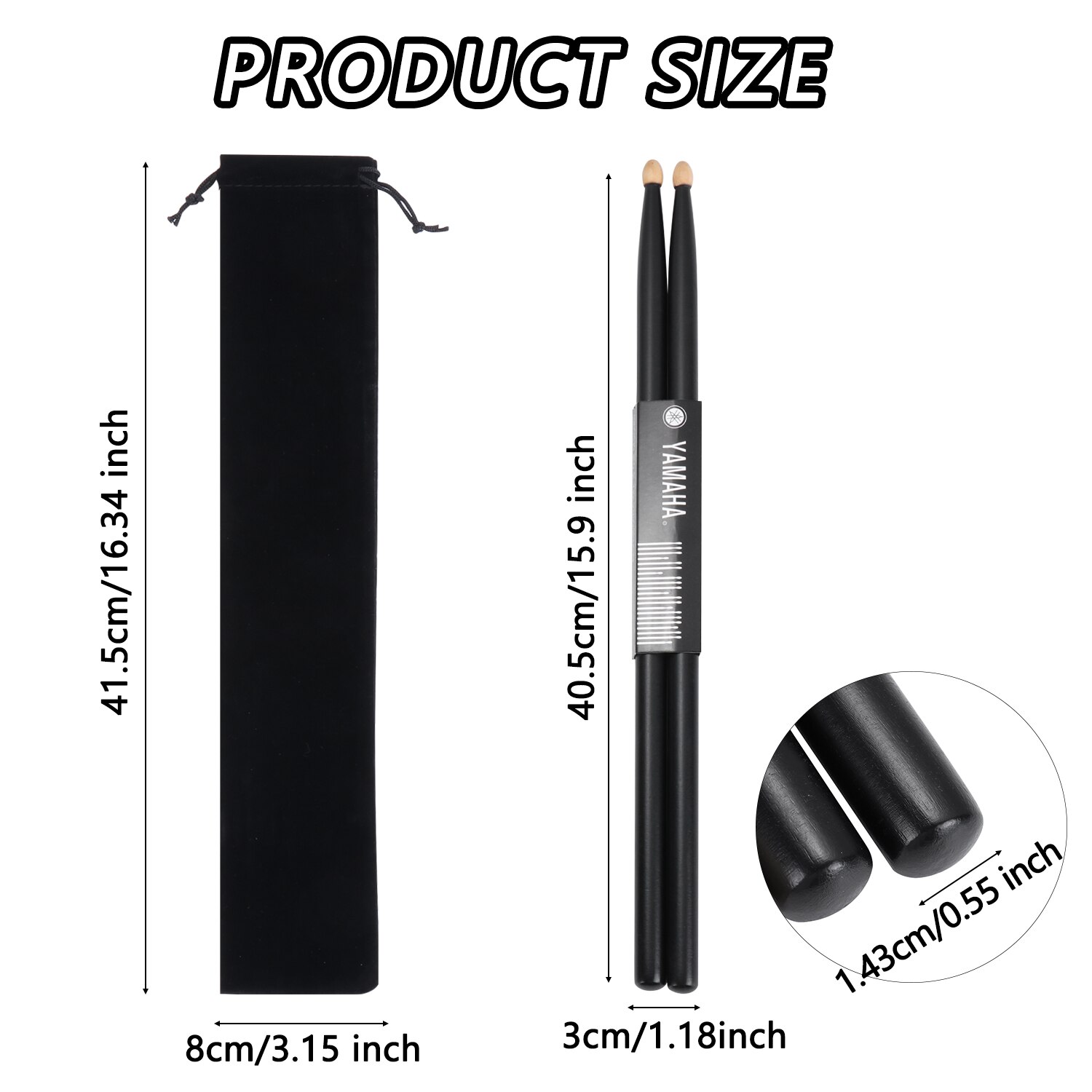 1 Pair Black With Carrying Bag Drumsticks 5A Drum Sticks Musical Instruments Classic Percussion Instruments Accessories