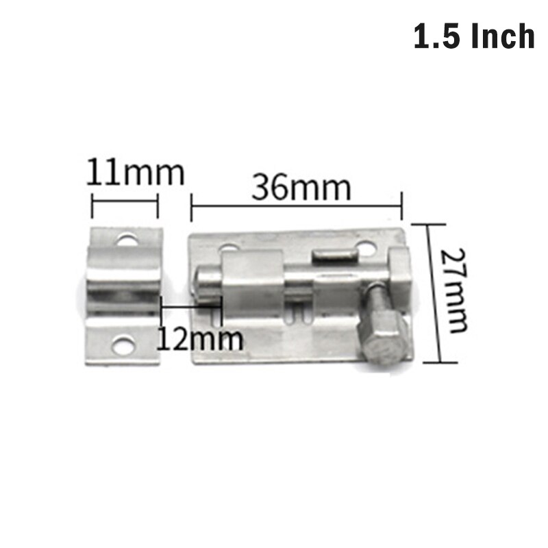 1.5/2/3/4/6 inch Door Shed Lock Bolt Stainless Steel Locks Sliding Door Chain Latch for Gate Security Hardware