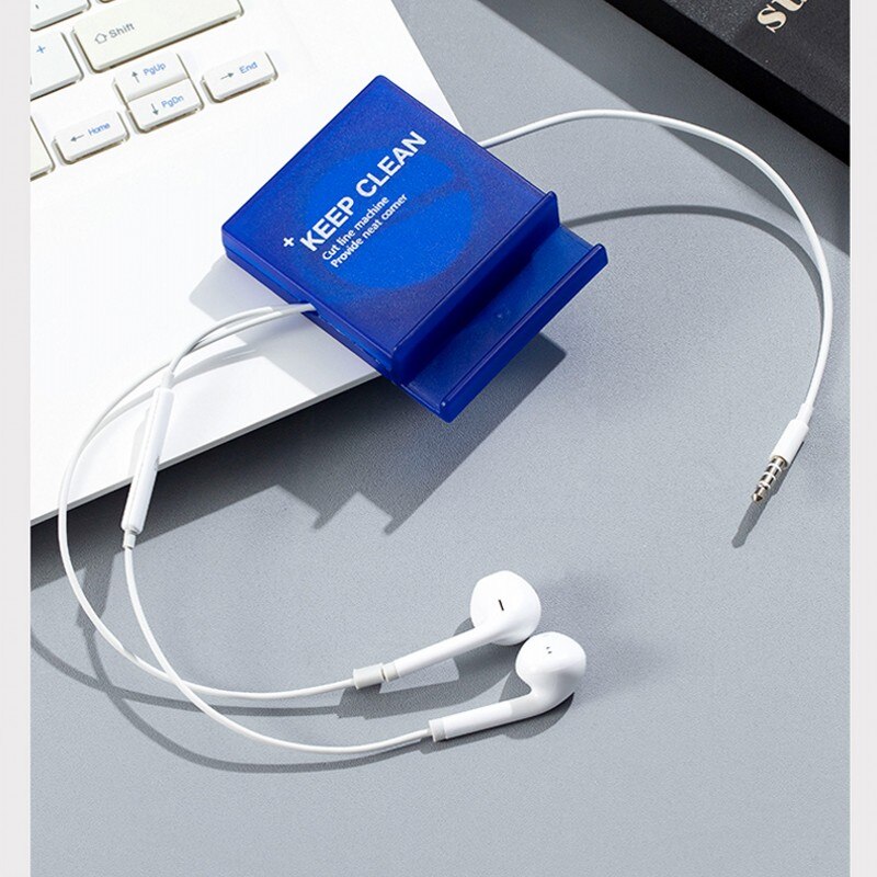 2PCS Square Cable Organizer Box Rotatable Data Line Cables Winder Storage Case Earphone Wire Plastic Container Phone Desk Stand