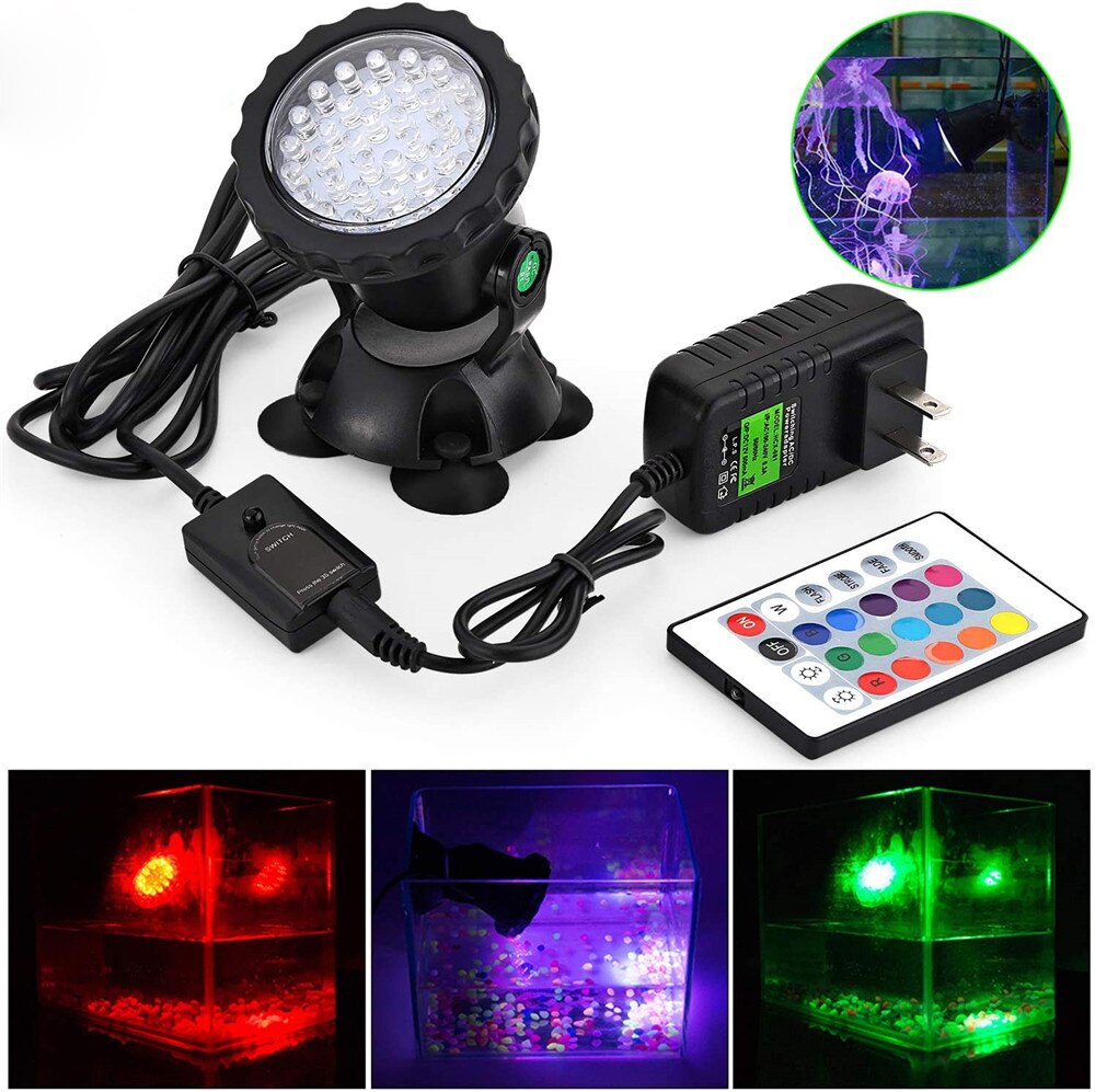 RGB Tauch Teich Schwimmbad Lichter IP68 Wasserdichte Unterwasser Aquarium Strahler 36 LED Garten Landschaft Rasen Licht: 1 Lamp Set / EU Plug