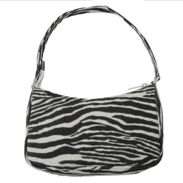 Gusure Retro Women Shoulder Bag Velvet Zebra Print Female Messenger Bag Ladies Casual Zipper Shoulder Bag Sac Main Femme: White