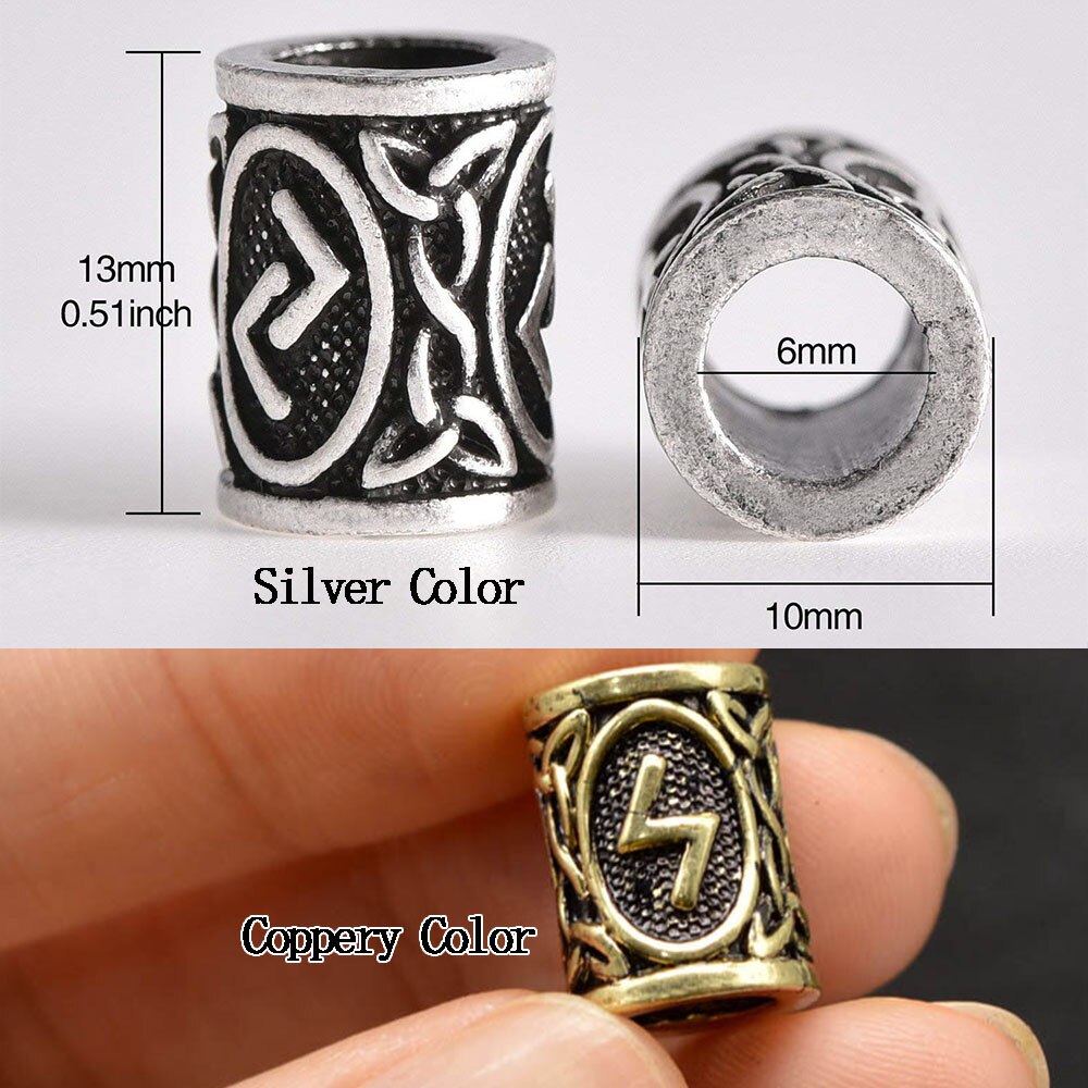 24 Stks/zak Vlechten Kralen Haar Baard Kralen Rune Kralen En Pull Haar Pin Met Velvet Pouch Voor Haar Vlechten Armband ketting Diy
