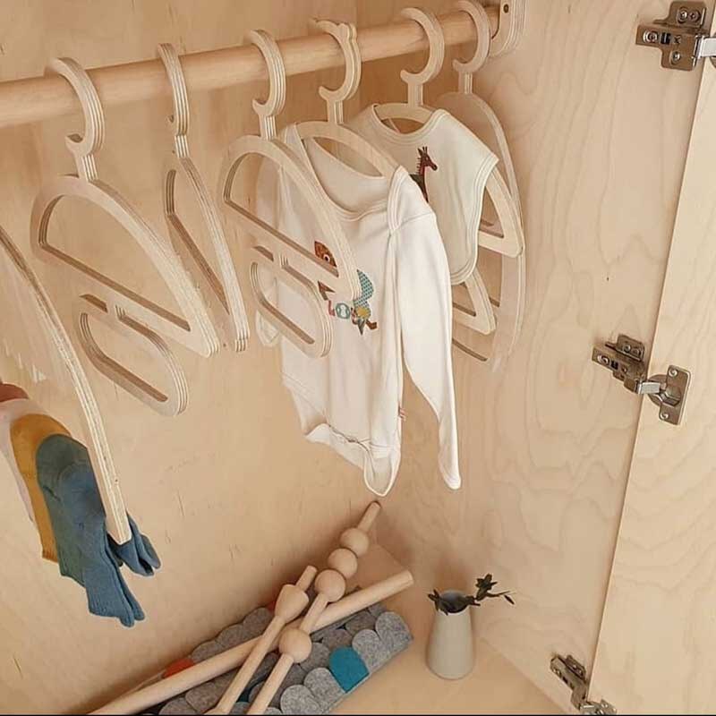 Perchero de madera portátil para ropa de bebé, 5 piezas, decoración para habitación de niños, guardería,