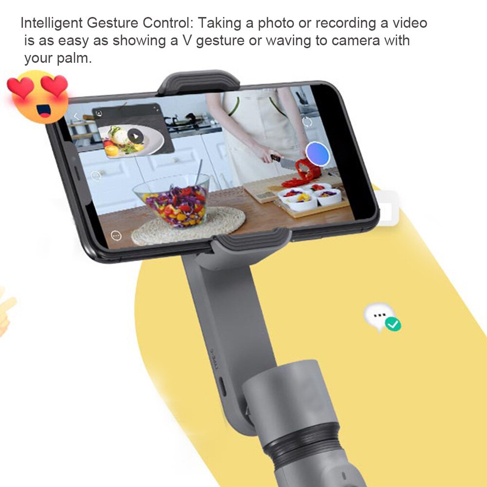 Regolabile Selfie Bastone Cardano Stabilizzatore Pieghevole Portatile di Azione della Macchina Fotografica di Bluetooth anti scuotere Fotografia Trasmissione in Diretta: grigio