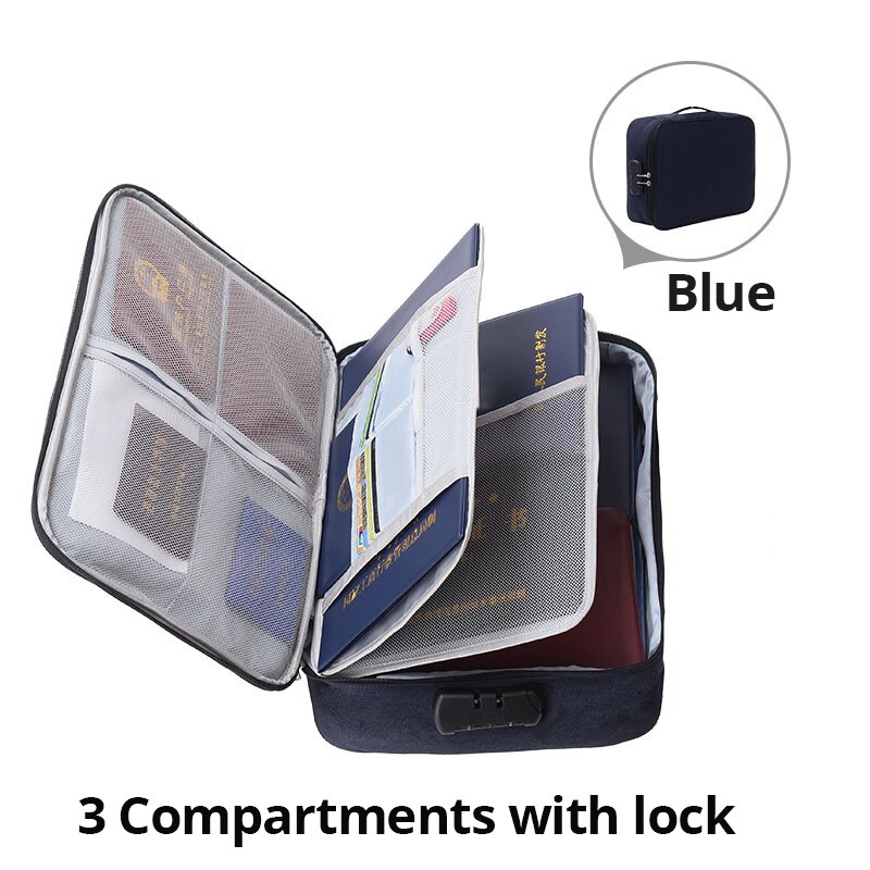 FOSIZZO Multi-Layer Large Capacity Storage of Document Certificate Important Files Archive Finishing Box With Lock FS4049: Style B - Blue-3Y