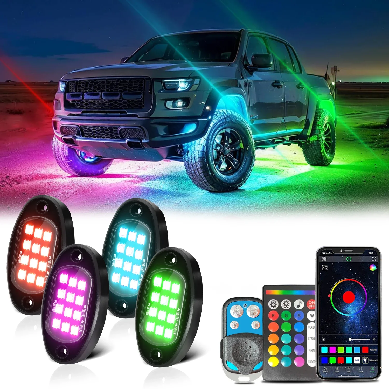 Car LED Chassis Strip PCB Flexible LED for APPAmbient Holding LED Decorative Chassis 4x4 Off-road Ambient Lighting 4/6/8 in 1: 8000K White Blue