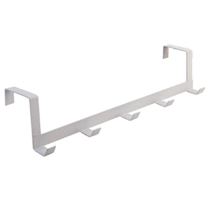 Practical Wrought Iron Door Hook with 5 Hook Save Space Cloth Hanger Door Wall Hanger Home Storage Supplies Hook Behind Door: white