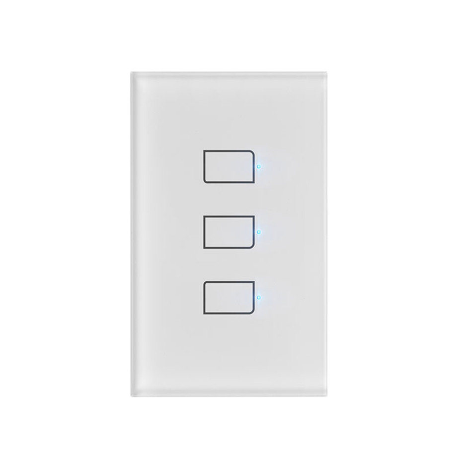 BroadLink TC3 WiFi Touch Switch US 1 2 3 Gang Wall Light Switch Smart Remote Control No Neutral Required Alexa Google Home Voice: TC3 US 3 Gang Only