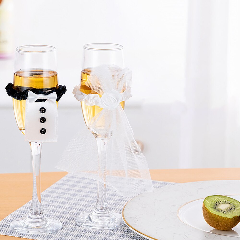 Velo de novia para novio, accesorios de decoración, copas de vino, Copas de tostado, de boda, 2 uds.