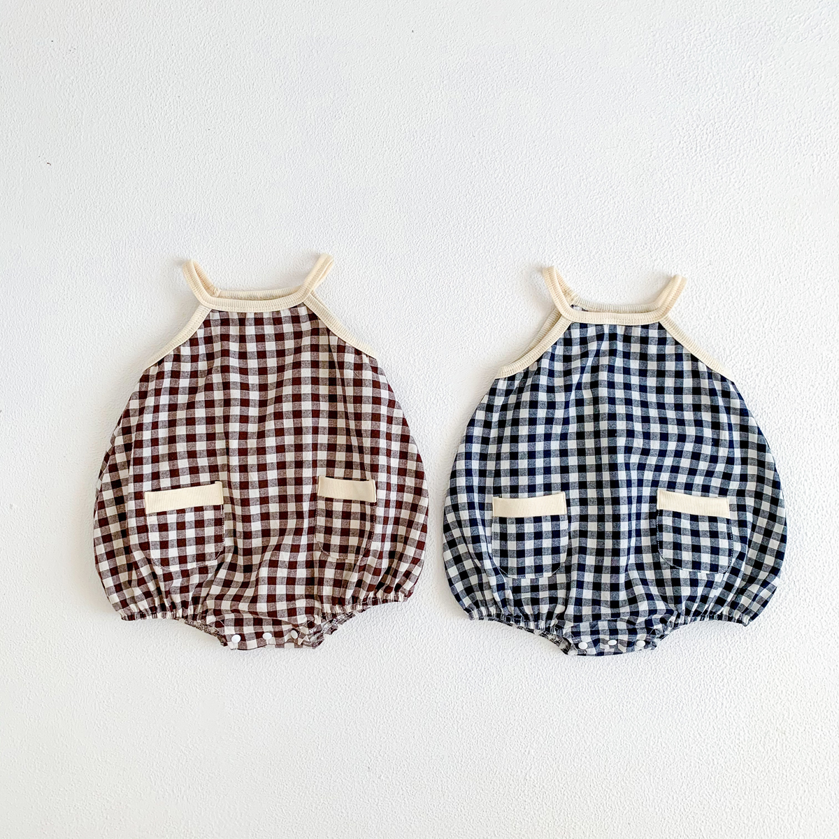 Pelele de verano para bebé para niña, mono sin mangas a cuadros a la para recién nacido, ropa para bebé, estilo informal y versátil de 0 a 2 años