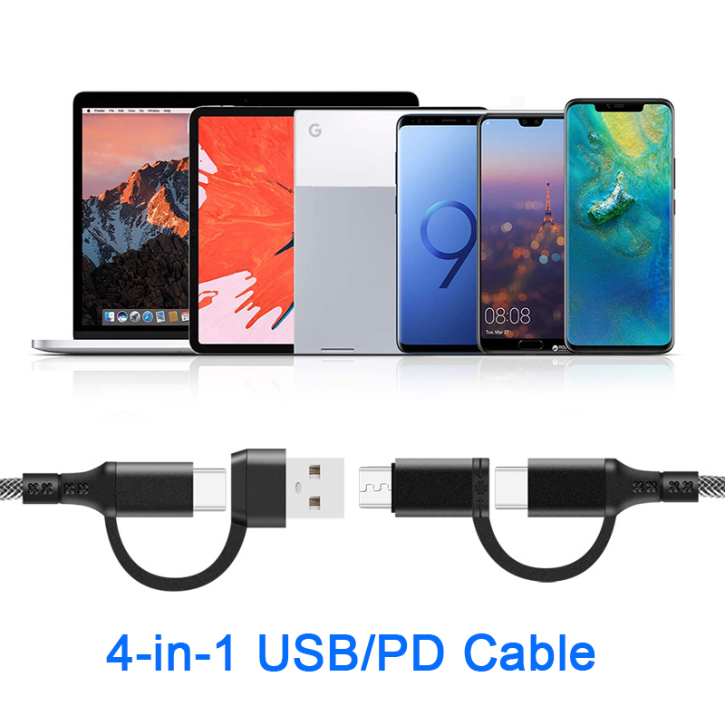 4 In 1 Pd Usb Kabel C Opladen Kabel Usb Charge Kabel Voor Huawei Xiaomi Samsung Voor Iphone Kabel Data kabel Snel Opladen