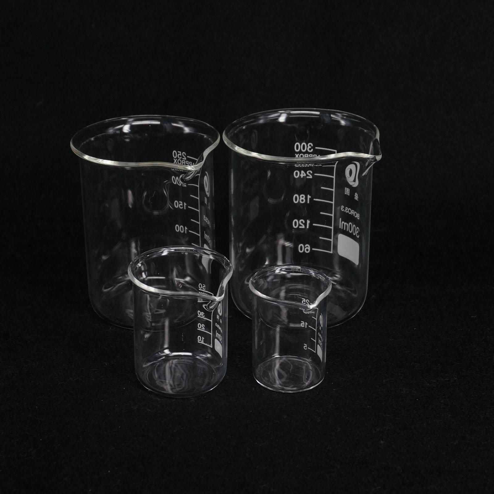 25/50/100/150/200/250/300/400/500ml Low Form Beaker Chemistry Laboratory Borosilicate Glass Thickened