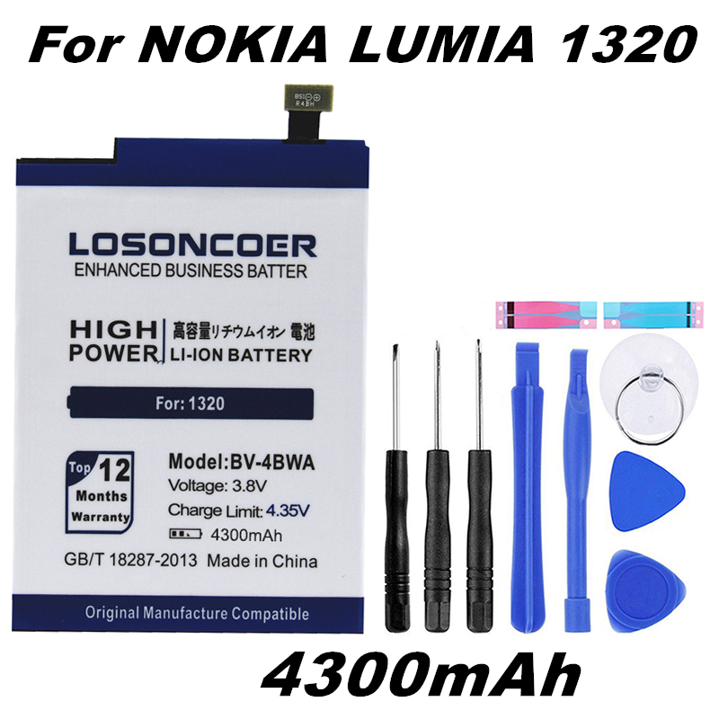 LOSONCOER 4300 mAh BV-4BWA/BV 4BWA/BV4BWA Li-Polymeer Batterij Voor Nokia Lumia 1320 Batterij + tools + stickers