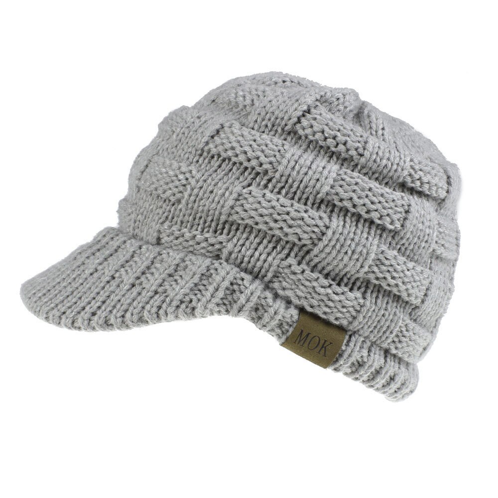 Farverige kvinders billige beanie hatte efterår vinter varm hue bagåbning hale strikning: Lysegrå