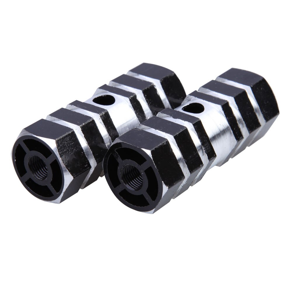 Fietsstok stunt voetsteunen pedaal voor bmx fiets 2 stuks assen aluminiumlegering antislip groef achterste voetpedaal: Zwart