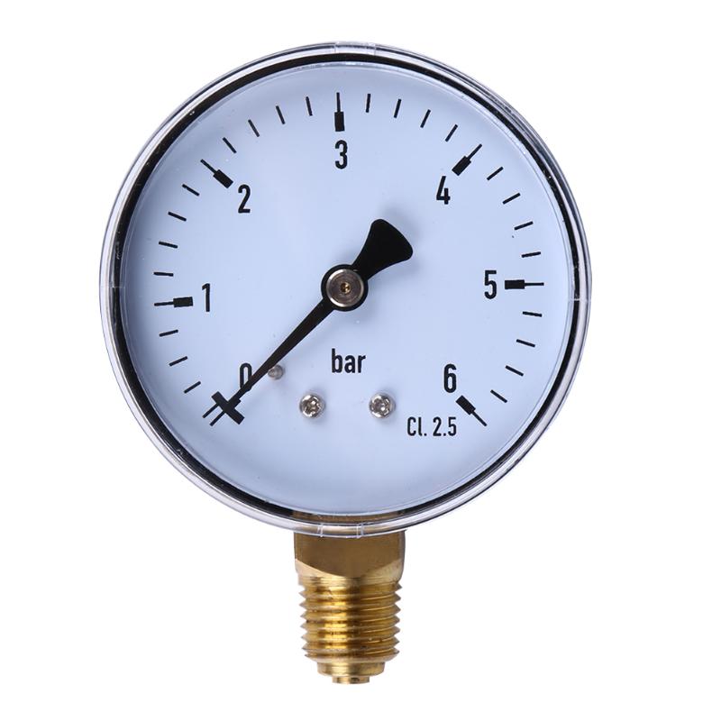 Manometer 6 bar kompressor trykluft trykmåler til luft vand olie gas måling 1/4 tommer