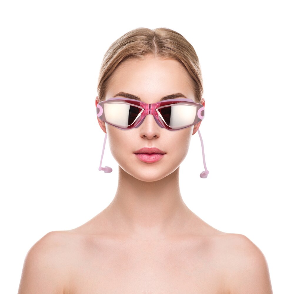 High Definition Swimming Goggles Anti Fog Diving Glasses Electroplated Goggles With Cap for Man Woman (Black): Pink